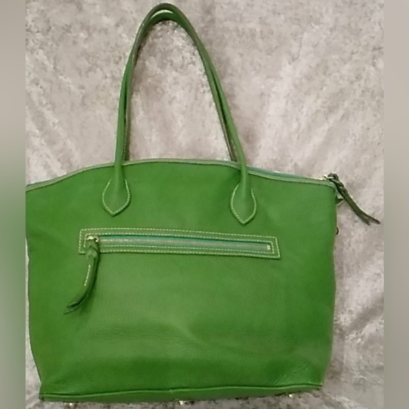 Dooney & Bourke Green Pebble Leather Crescent Tote Bag Shoulder Handbag XL EUC - Picture 8 of 16